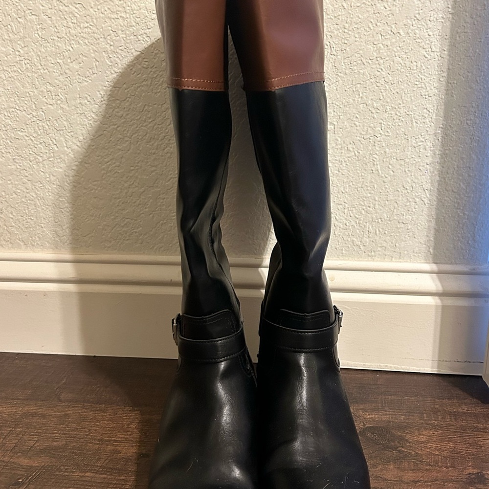 St. John’s Bay Black & Brown Women’s Knee High Riding Boots 9.5 Wide